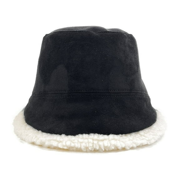 Caywon Women's Winter Thickened Solid Color Fisherman Hat Cold Proof Warm Bucket Hat Fleece Lined Cold Weather Accessory