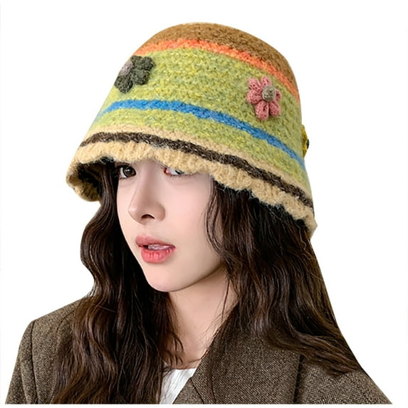 Caywon Women's Winter Thickened Solid Color Fisherman Hat Cold Proof Warm Bucket Hat Fleece Lined Cold Weather Accessory