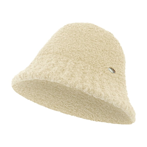 Caywon Women's Winter Thickened Solid Color Fisherman Hat Cold Proof Warm Bucket Hat Fleece Lined Cold Weather Accessory