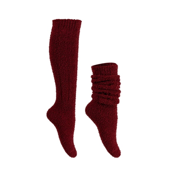 Caywon Women's Wool Warm Foot Covers Winter Solid Color Over the Knee Socks Long Tube Slouch Socks Thick Socks Soft and Comfortable Warmth Retention for Cold Days
