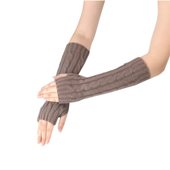 Caywon Women's Woolen Thick Warm Long Gloves Fake Sleeves Fingerless Arm Warmers Knitted Arm Covers Ideal for Cold Weather Keeps Arms Cozy and Stylish Suitable