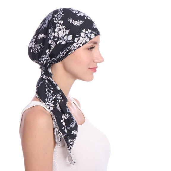 Caywon Womens Cotton Beanie Lace Turban Slouchy Beanie for Men Women Muslim Kufi Hat Men Muslim Turban for Women(Black,Free Size)