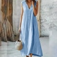 thumbnail image 1 of Caywon Womens Cotton Linen Plus Size Sun Dress,Summer Sleeveless Maxi Dress for Women Loose Casual Tank Dress Casual V-Neck Sleeveless Spring Maxi Dresses, 1 of 6