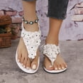 thumbnail image 1 of Caywon Womens Flower Toe Loop Flat Sandals Elastic Back Strap Summer Beach Casual Open Toe Soft Sole Slip On Slippers Plus Size Comfortable Outdoor Footwear Sandalias Con Flores, 1 of 9
