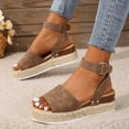 thumbnail image 1 of Caywon Womens Round Toe Dual Strap Wedge Sandals, Open Toe Thick Sole Summer Footwear, Casual Adjustable Ankle Strap Shoes, Sandalias Con Doble Correa Para Mujer, 1 of 8