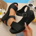 thumbnail image 1 of Caywon Womens Sandals Open Toe Ankle Strap Flatform Wedge Casual Sandal Sandals Comfortable Lightweight Sole Wedges Open Toe Ankle Strap Buckle for Summer, 1 of 7