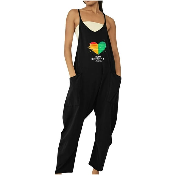 Caywon Womens Sleeveless Loose Fit Overalls Rompers Linen Look Wide Leg Jumpsuits One Piece Outfit Comfortable Breathable Fabric for Summer Black4# S