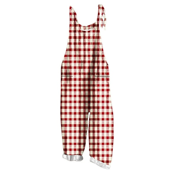 Caywon Womens Stripe Sleeveless Casual Bib Overalls Jumpsuit One Piece Outfit Comfortable Lightweight Fabric Loose Playful Style for Summer Fun Daywear Wine1# S