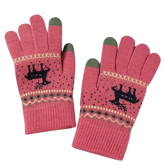 Caywon Womens Winter Gloves for Cold Weather,Touchscreen Warm Texting Knit Gloves for Women Girls Soft Velvet Fleece Lined Winter Accessory for Ladies