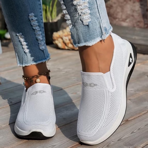 Caywon Women Slip On Sneakers, Mesh Breathable Walking Shoes, Lightweight Casual Flat Loafers, Comfortable Ladies Shoes Zapatillas Mujer