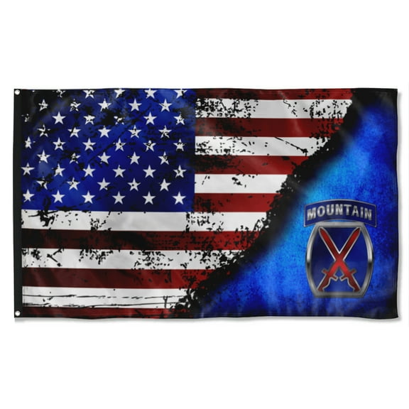 Cayyon 10th Mountain Cib Stars&stripes Flag 3x5Feet Military Banner with 2 Brass Grommets