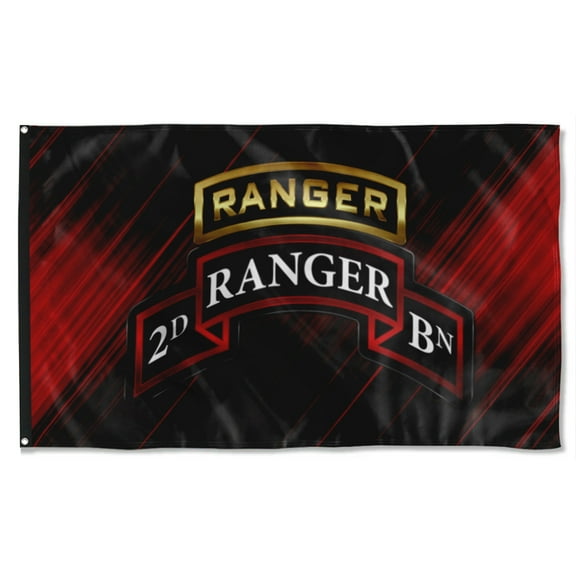 Cayyon 2nd Ranger Battalion Tabbed Scroll Flag 3x5Feet Military Banner with 2 Brass Grommets