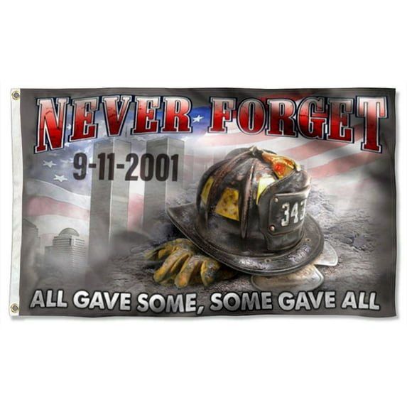 Cayyon 343 Firefighter Never Forget 911 Flag All Gave Some Some Gave All Flag 3x5Feet Banner with 2 Brass Grommets