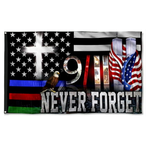 Cayyon 911 Flag Police Military and Fire Thin Line Grommet Flag 3x5Feet Banner with 2 Brass Grommets