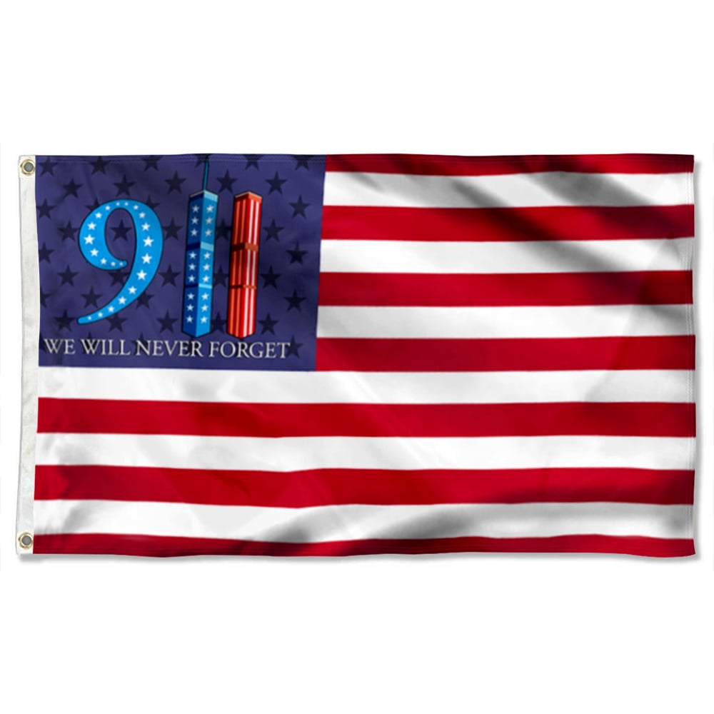 2'x3' "September 11, 2001 Never Forget" 9/11 Memorial Flag - Vertical Banner