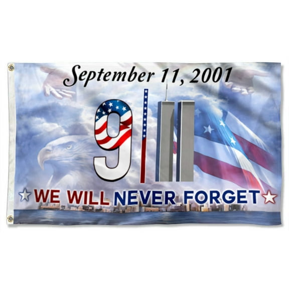 Cayyon 911 Grommet Flag We Will Never Forget Flag 3x5Feet Banner with 2 Brass Grommets