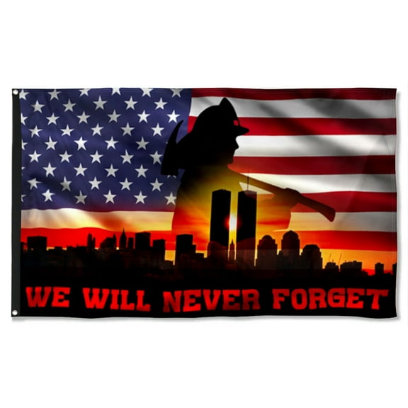 Cayyon 911 Patriot Day Flag September 11 Attacks Never Forget 911 Grommet Flag 3x5Feet Banner with 2 Brass Grommets