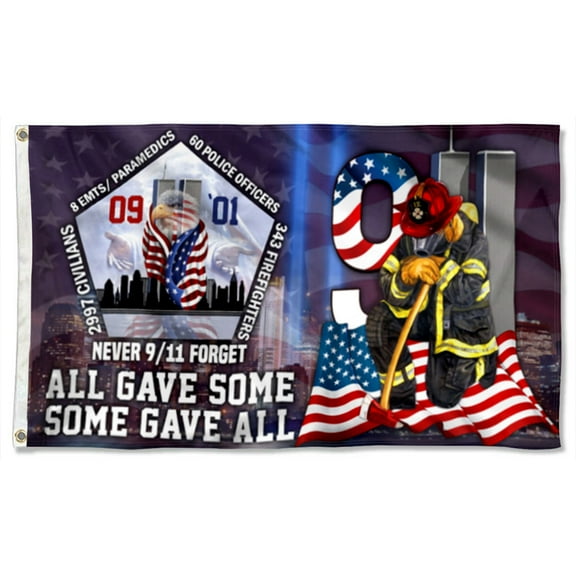 Cayyon 911 Patriot Day Never Forget All Gave Some Some Gave All Grommet Flag 3x5Feet Banner with 2 Brass Grommets