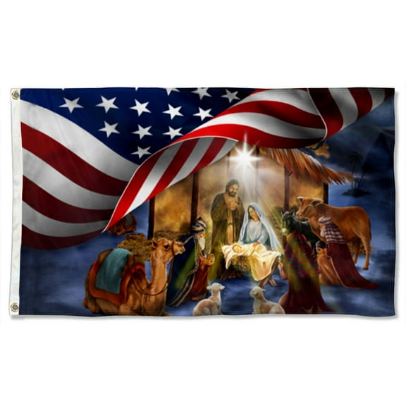 Cayyon Christian Flag 3x5Feet Christmas Grommet Flag Nativity Of Jesus Flag Banner with 2 Brass Grommets