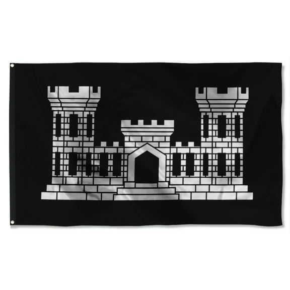 Cayyon Engineers Branch Black And White Flag 3x5Feet Military Banner with 2 Brass Grommets