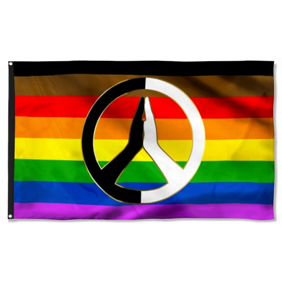 Cayyon Equality Flag LGBT BLM Rainbow Hippie Peace Sign Flag 3x5Feet Banner with 2 Brass Grommets