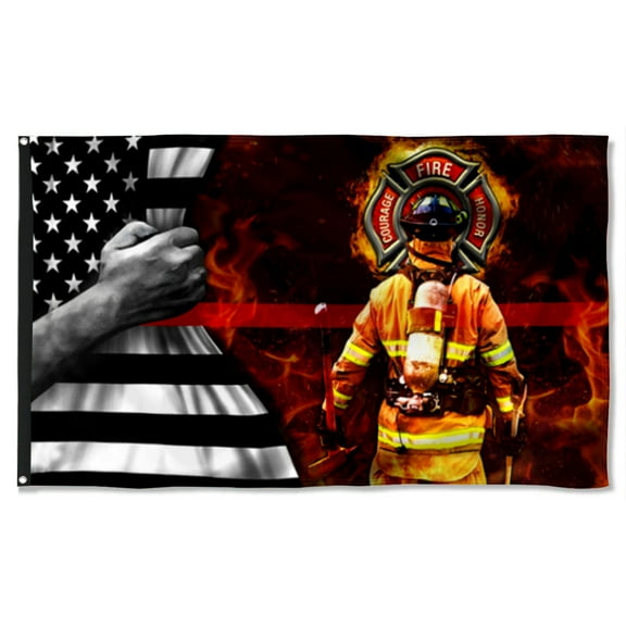 Cayyon Firefighter American Grommet Flag Courage Fire Honor Flag 3x5Feet Banner with 2 Brass Grommets