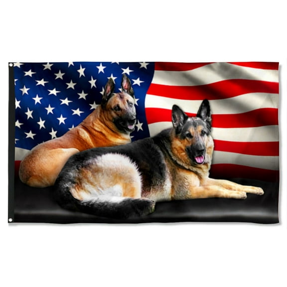 Cayyon German Shepherd Dogs American Custom Grommet Flag 3x5Feet Banner with 2 Brass Grommets