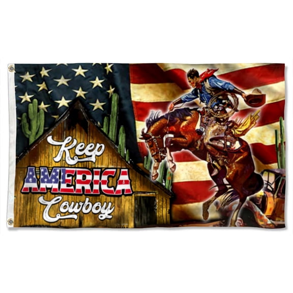 Cayyon Horse Cowboy America Grommet FLag Color Flag 3x5Feet Banner with 2 Brass Grommets