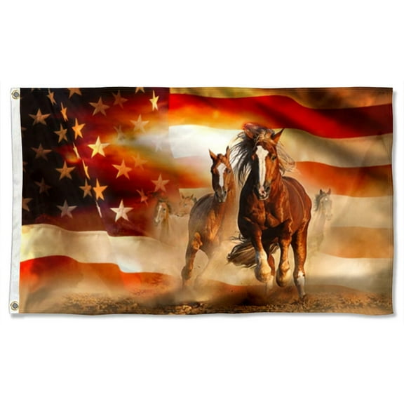 Cayyon Horse Grommet Flag Horses Running Flag 3x5Feet Banner with 2 Brass Grommets