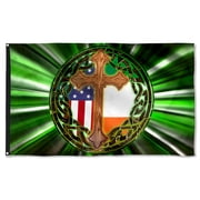 Cayyon Irish Grommet Flag St Patrick s Day Ireland American Flag 3x5Feet Banner with 2 Brass Grommets