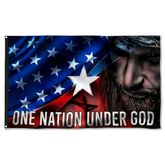 Cayyon Jesus Flag 3x5Feet American Grommet Flag One Nation Under God Flag Banner with 2 Brass Grommets