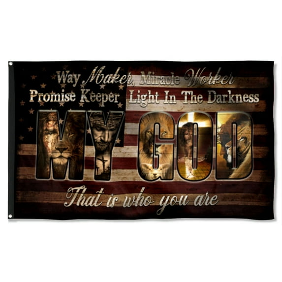 Cayyon Jesus Flag 3x5Feet Jesus Grommet Flag Promise Keeper, Light In The Darkness Flag Banner with 2 Brass Grommets