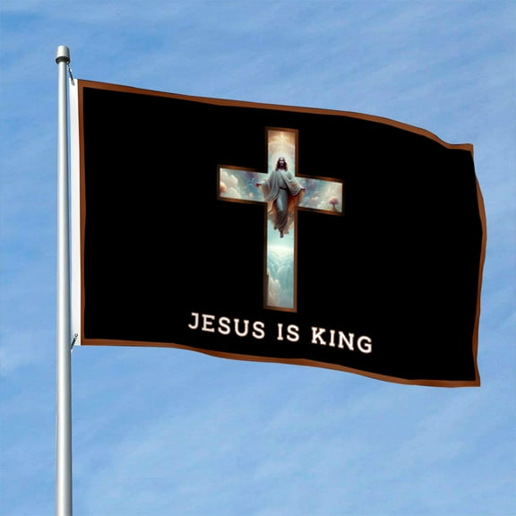 Cayyon Jesus is King Flag Banner with 2 Brass Grommets