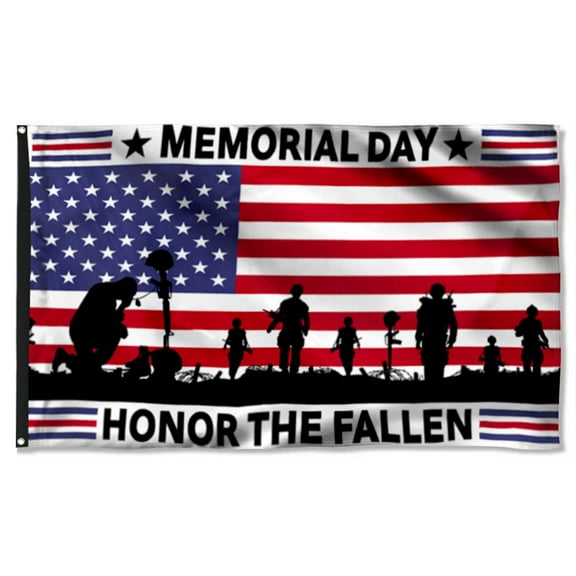 Cayyon Memorial Day Flag Honor The Fallen American Grommet Flag 3x5Feet Banner with 2 Brass Grommets