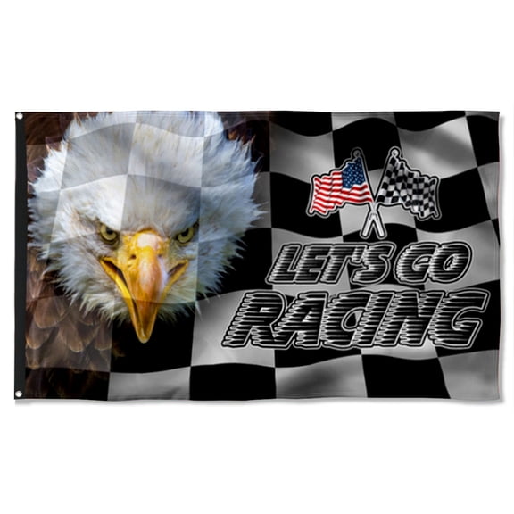 Cayyon Racing Grommet Flag Lets Go Racing Flag 3x5Feet Banner with 2 Brass Grommets