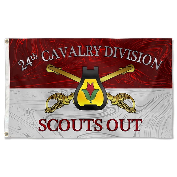 Cayyon United States 24th Cavalry Division Scouts Out Flag 3x5Feet Military Banner with 2 Brass Grommets