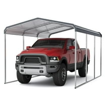 CazToi 10X15 FT Carport, Outdoor Heavy Duty Carport Canopy with Galvanized Steel Roof, Metal Carport Extra Large Garage Boats and Tractors Car Storage Shelter