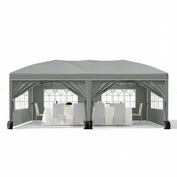 CazToi 10x20FT Heavy Duty Pop Up Canopy Tent Waterproof Wind-Resistant 6 Sidewalls 3 Height Adjustments Includes Storage Bag