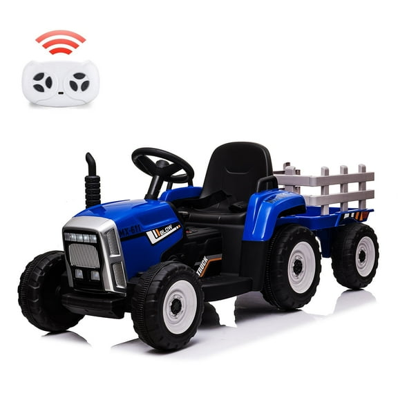 CazToi 12V Battery Powered Ride On Tractor for Kids with Detachable Trailer for Kids 3 