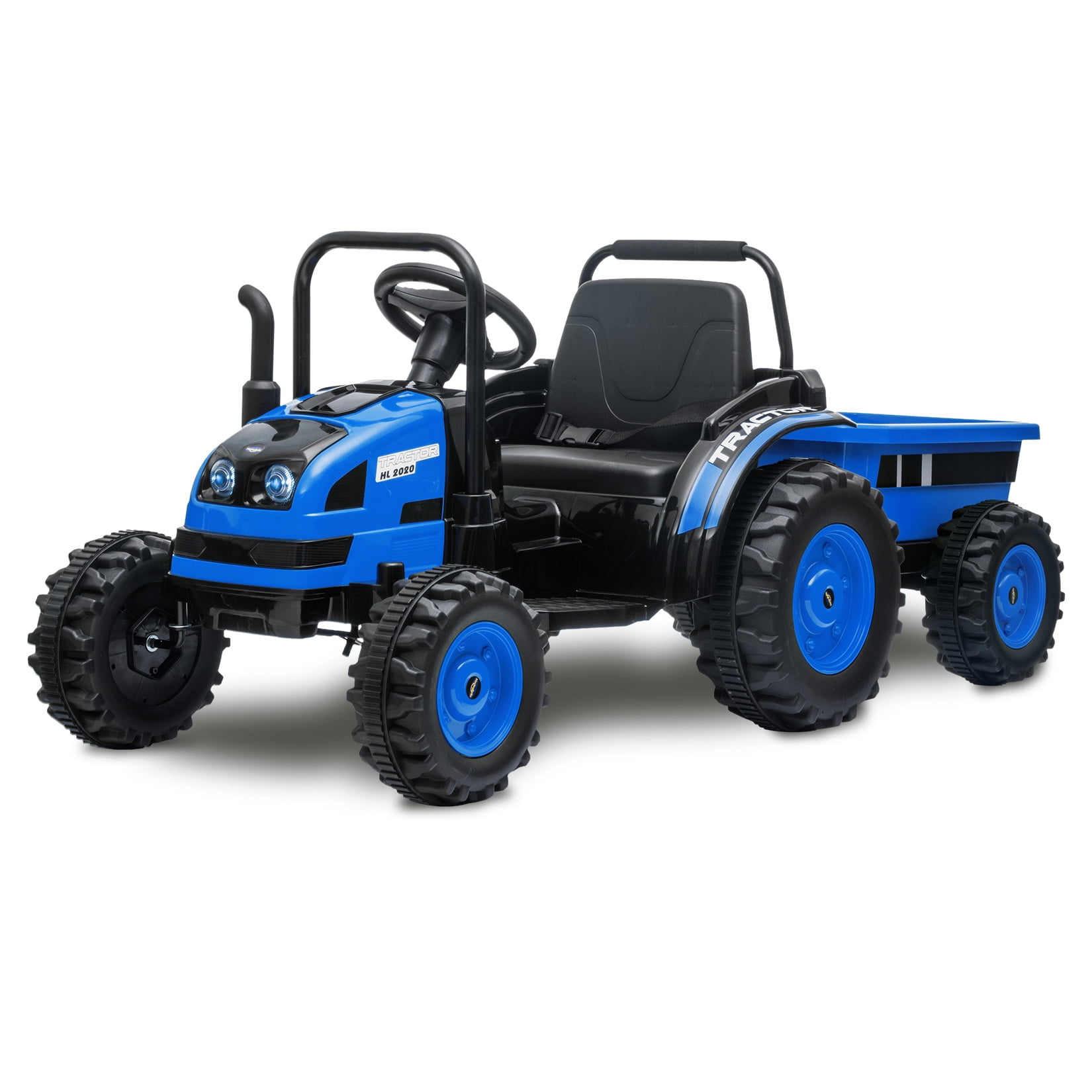 CazToi 12V 35W Dual Motors Ride On Tractor with Trailer for Kids