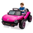 thumbnail image 1 of CazToi 12V Dual 30W Motors Licensed Volkswagen Beetle Ride-On Car with Parent Remote Control LED Lights & Music in Pink, 1 of 7