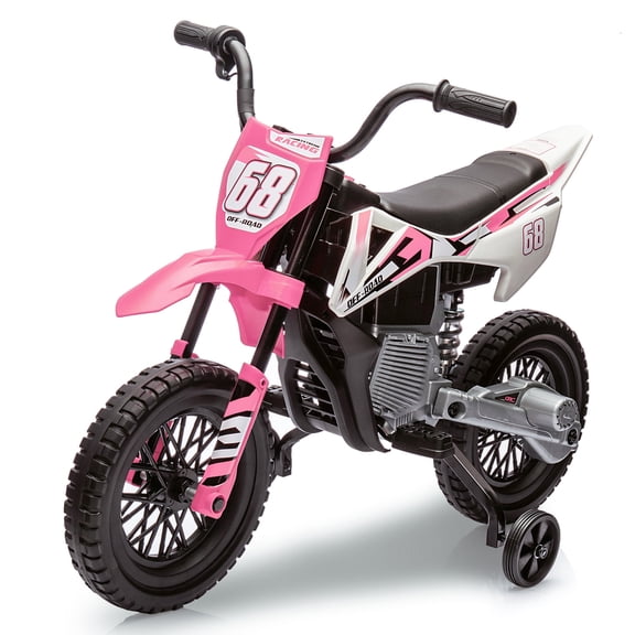 CazToi 12V Kids 3Mph Electric Motorcycle with Training Wheels & Bluetooth Music for Ages 3-8 Years Old