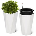 thumbnail image 1 of CazToi 16-22.4Inch Self Watering Planters Set of 2 with Water Level Monitor Inner Bucket Trays for Indoor Outdoor Use, 1 of 8