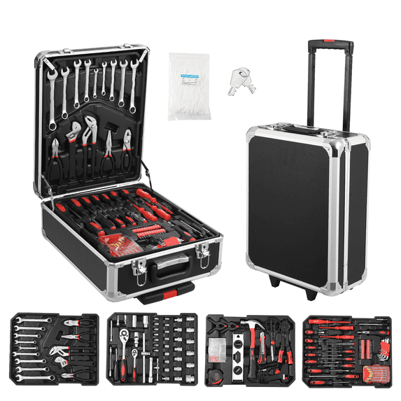 CazToi 800-Piece Professional Auto Repair Tool Kit Home Tool Set Kit General Household Mechanic Tool Sets with Aluminum Trolley Case for Homeowner Diyer Handyman