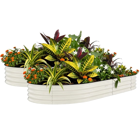 CazToi 2-Pack 10x4x1.5 ft Galvanized Steel Raised Garden Bed Rust-Proof Deep Root Planter Box