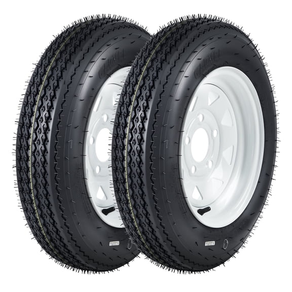 CazToi 2 Pack 4.80-12 Heavy Duty Trailer Tire & Wheel 12" Rim Load Range C 6PR 5 Lug 4.5" PCD