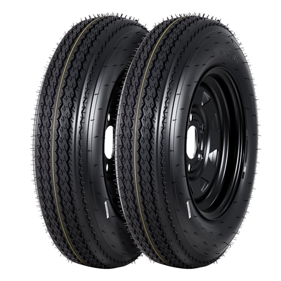CazToi 2 Pack 5.30-12 Trailer Tires on 12" Rim Wheels 5 Lug 4.5" PCD 6PR