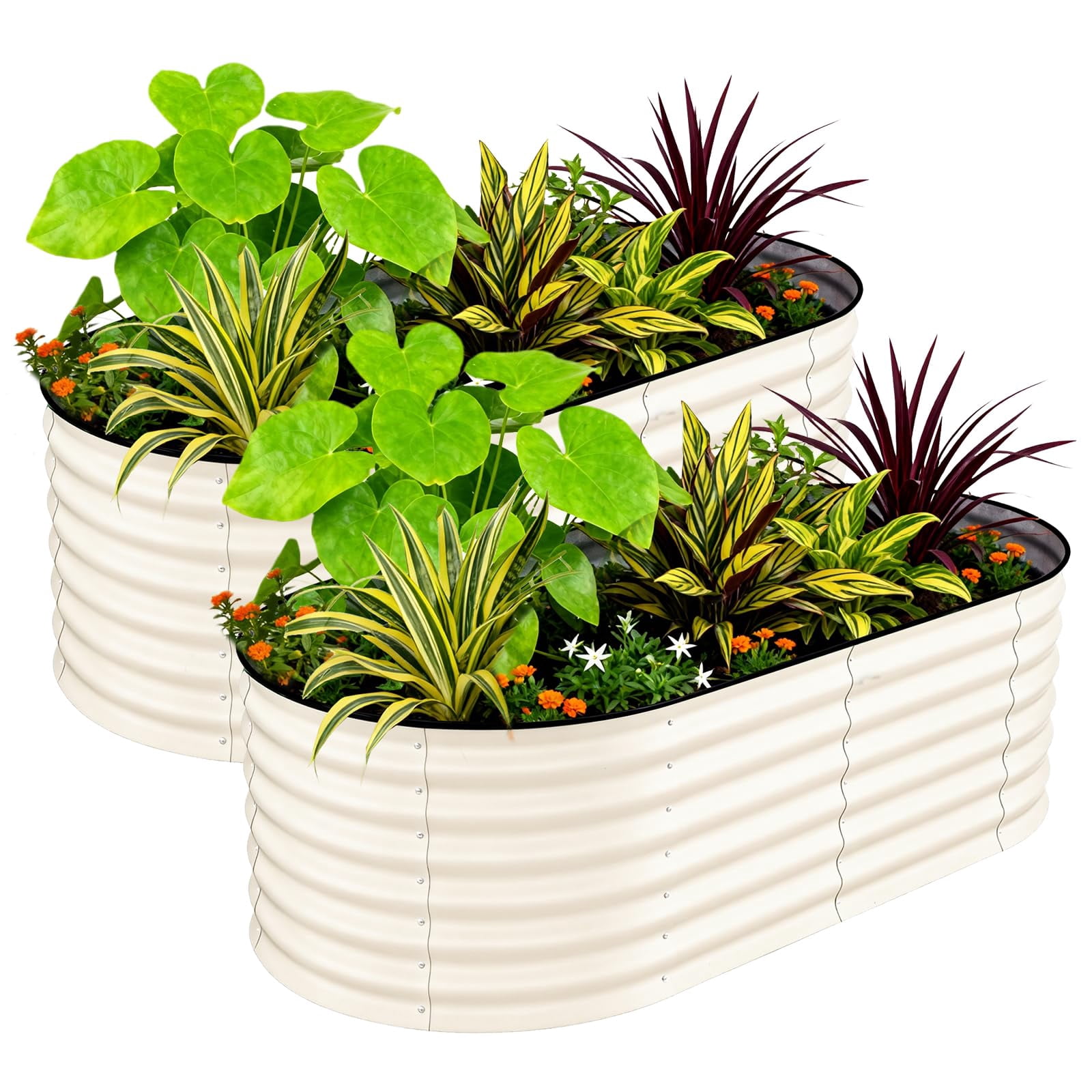 CazToi 2-Pack 6x3x2 ft Galvanized Steel Raised Garden Bed Rust-Proof Deep Root Planter Box