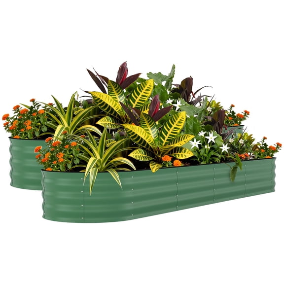 CazToi 2-Pack 8x2x2 ft Galvanized Steel Raised Garden Bed Rust-Proof Deep Root Planter Box