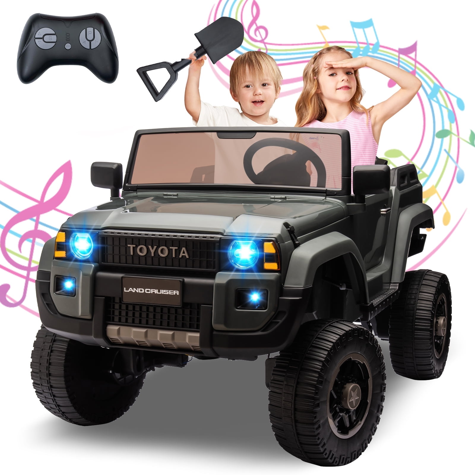 CazToi 24V 2-Seater 4WD/2WD Switchable Motors Licensed Toyota Ride On Car for Kids